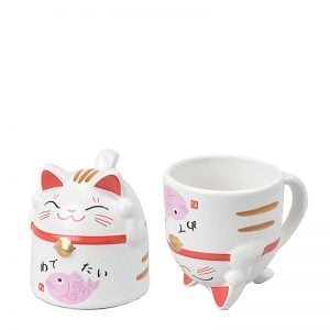 Kattmugg (Maneki neko) Rosaröd