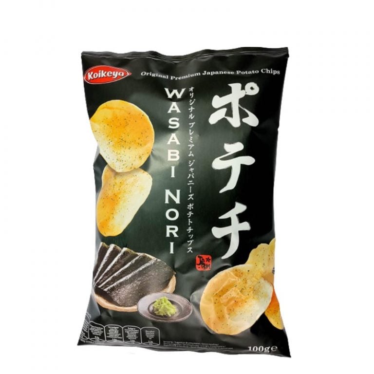 Wasabi & Nori Potatischips japanska Koikeya Drakfrukt.se