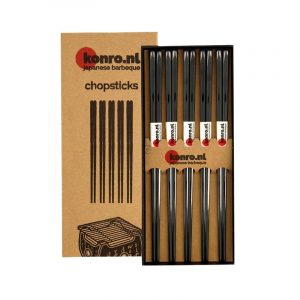 Ätpinnar i svart rostfritt stål (Japansk BBQ-stil)