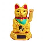 Lucky Cat Guld Stor Solcell