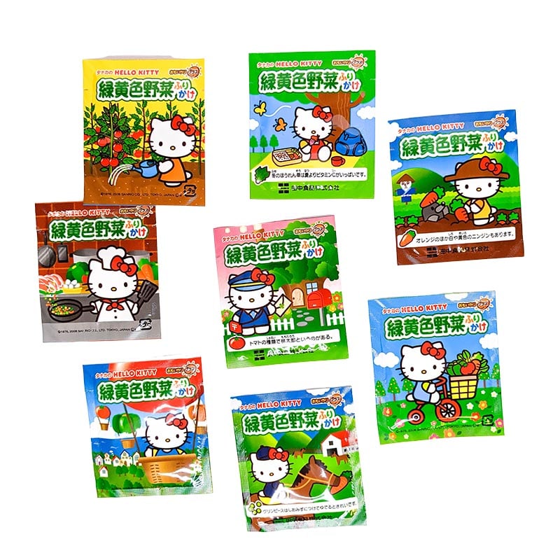 Läs mer om Hello Kitty Furikake, Toppa barnens ris med grönsaker 16g