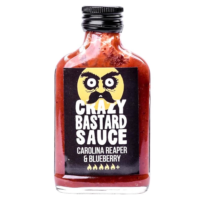 Läs mer om Crazy Bastard Carolina Reaper & Blåbär Hot Sauce 100ml