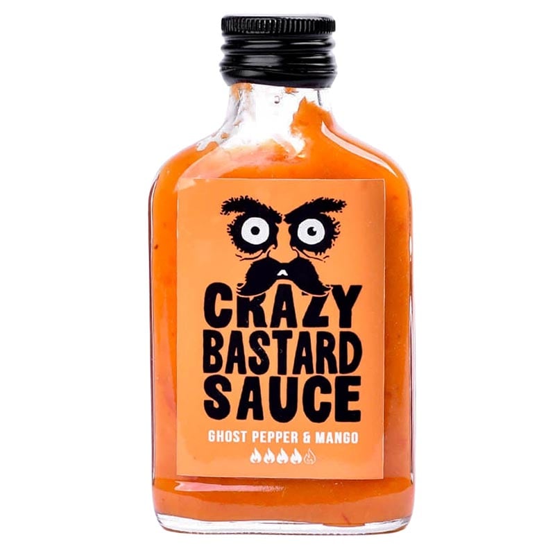 Läs mer om Crazy Bastard Ghost Pepper & Mango Hot Sauce 100ml