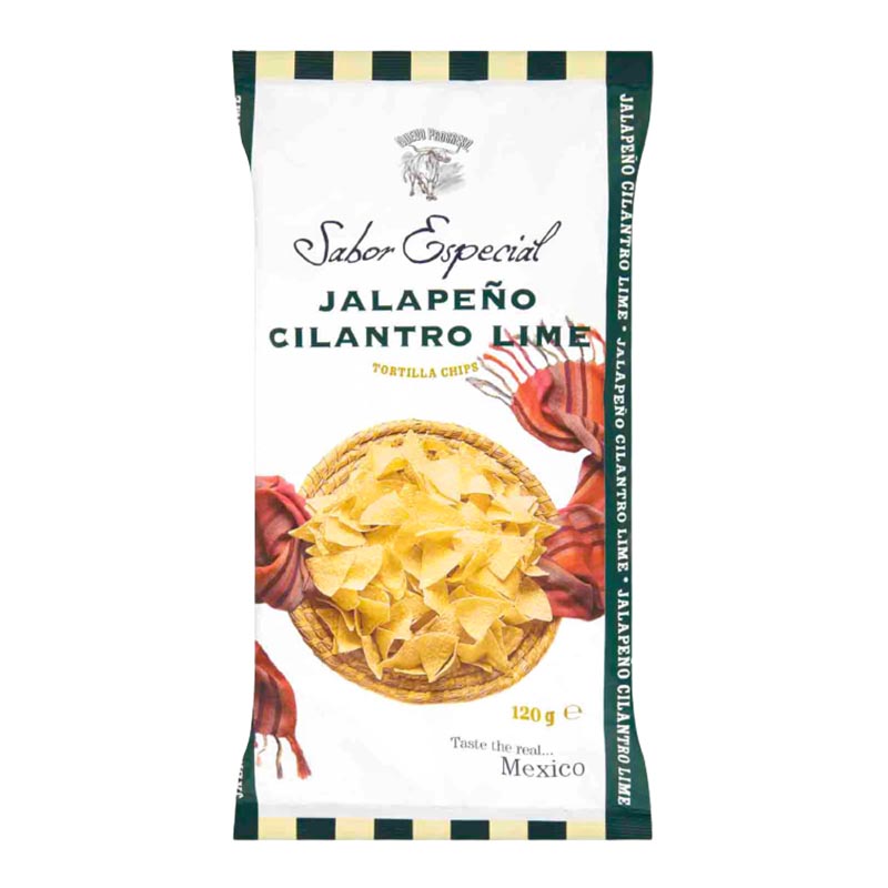 Läs mer om Totopos Tortillachips med Jalapeno, Lime & Koriander