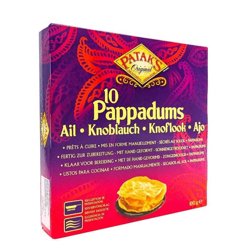 Pappadum vitlök, indiskt flatbröd 10st 100g