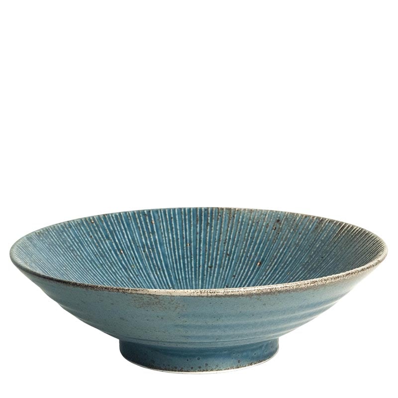 Läs mer om Stor japansk skål i Rustik stil blå 24.5cm