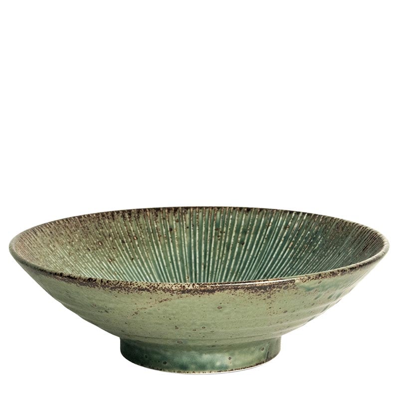 Läs mer om Stor japansk skål i Rustik stil grön 24.5cm