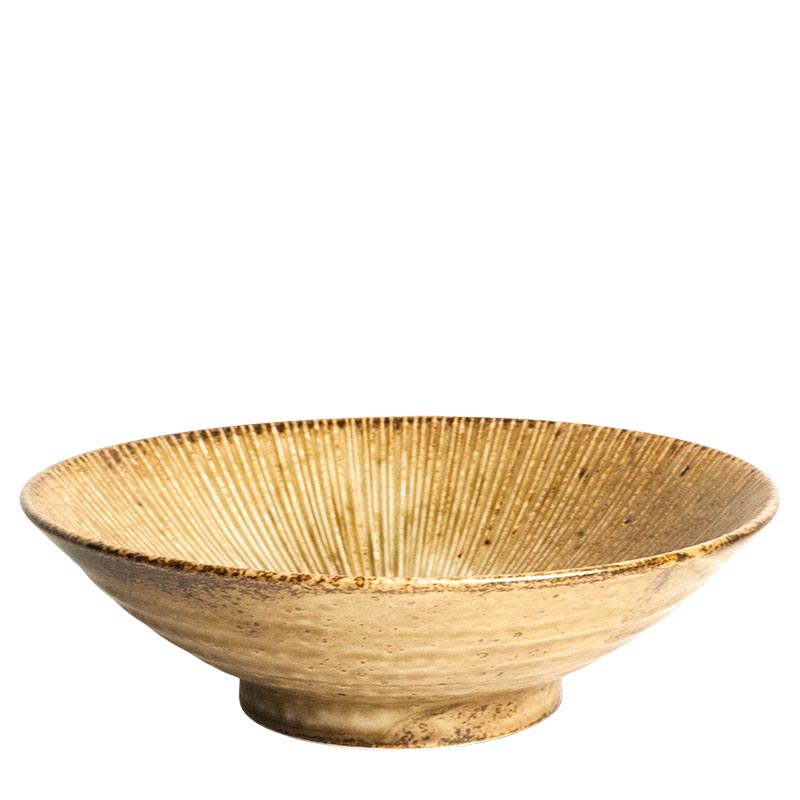 Läs mer om Stor japansk skål i Rustik stil gulbrun 24.5cm