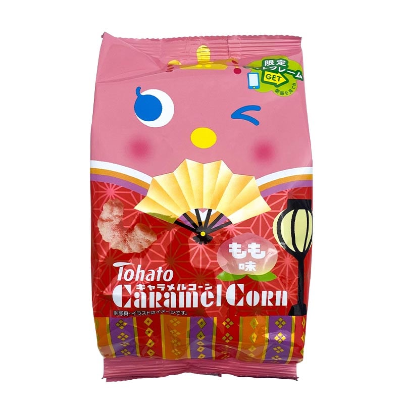 Läs mer om Tohato Caramel Corn Peach japanska majspuffar 80g