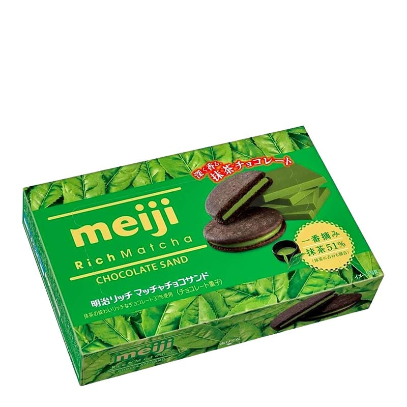 Läs mer om Chokladkex med matchafyllning Meiji 96g