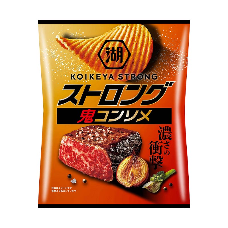 Läs mer om Koikeya Strong Juicy Beef Consommé japanska chips 55g