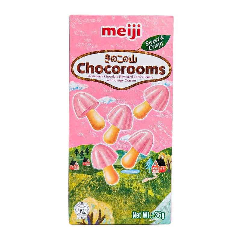 Meiji Mushroom chokladbitar & jordgubb 36g