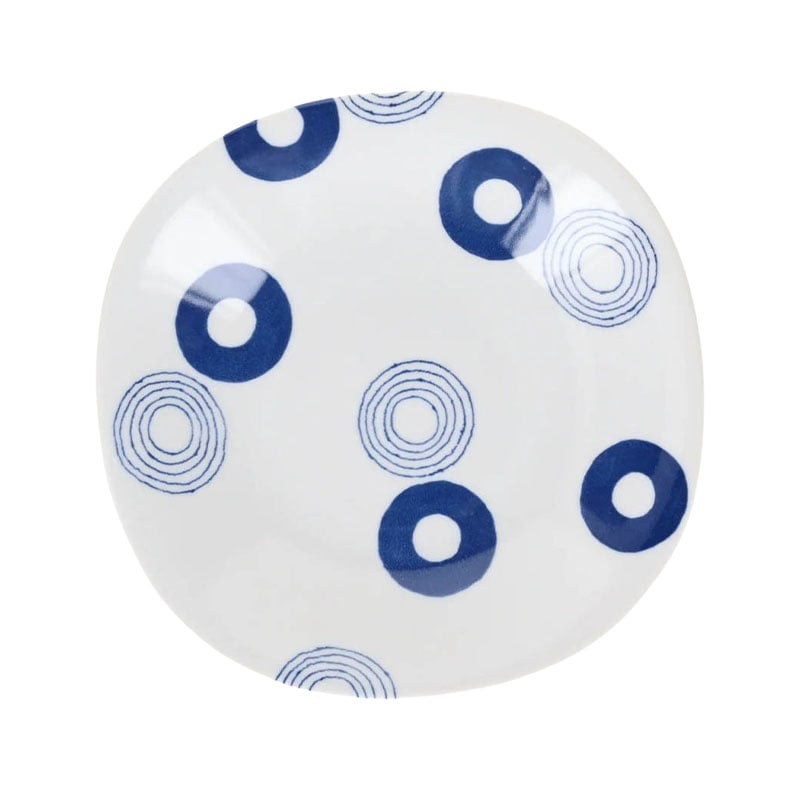 Indigo Uzumarumon japansk tallrik Hasamiyaki-porslin 21.5cm
